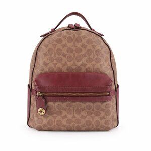 Coach Charlie Backpack Signature Canvas Brown Leather Trim Y2K Classic Chic